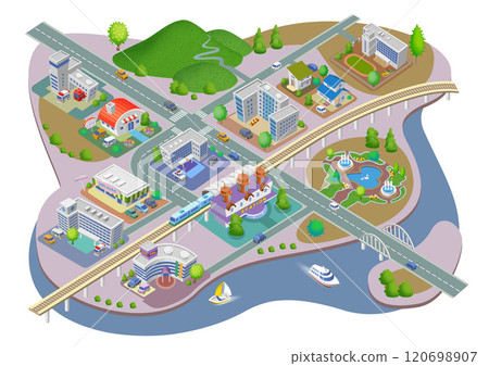 Illustration of a smart city streetscape rooted in daily life (variations available) Illustration of a smart city streetscape rooted in daily life (variations available) 120698907