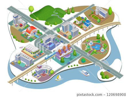 Illustration of a smart city streetscape rooted in daily life (variations available) Illustration of a smart city streetscape rooted in daily life (variations available) 120698908