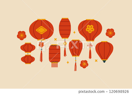 Set of various paper asian lantern 120698926