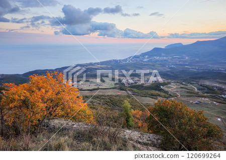 Black Sea coast from the valley of the Demerdzhi mountain range in Crimea Black Sea coast from the valley of the Demerdzhi mountain range in Crimea 120699264