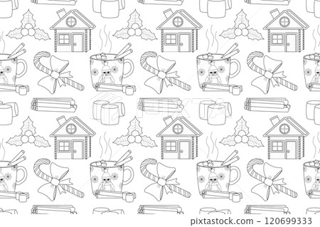 Christmas Cocoa and Candy Pattern Coloring Page 120699333