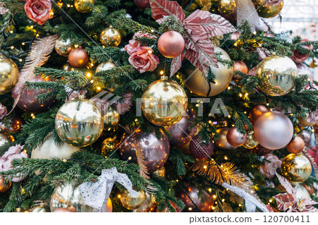 New Year's colorful trees in front of the Central Department Store in Moscow on Kuznetsky Most New Year's colorful trees in front of the Central Department Store in Moscow on Kuznetsky Most 120700411