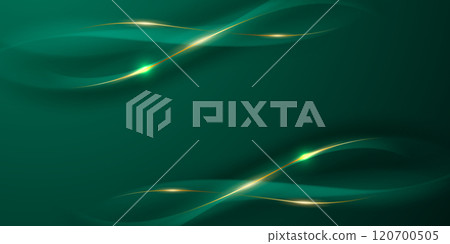 green abstract background design with elegant golden elements vector illustration 120700505