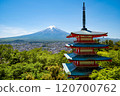 Chureito pagoda with the mount Fuji, in Arakurayama Sengen Park, Japan 120700762
