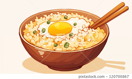 卡通美味的蛋炒饭插画 120700867