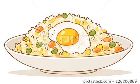 卡通美味的蛋炒饭插画 120700869
