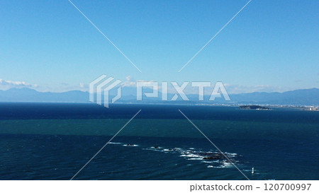 Snow-capped Mt. Fuji, Hayama Lighthouse, and the Najima Torii in November Snow-capped Mt. Fuji, Hayama Lighthouse, and the Najima Torii in November 120700997