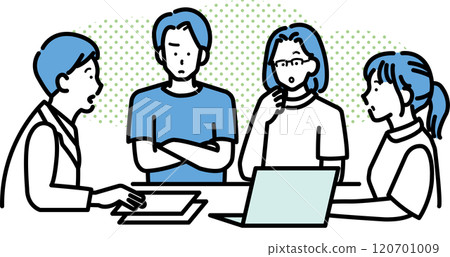 Illustration of a medical team meeting Illustration of a medical team meeting 120701009