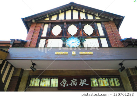 View of the old Harajuku Station building on the JR East Yamanote Line View of the old Harajuku Station building on the JR East Yamanote Line 120701288