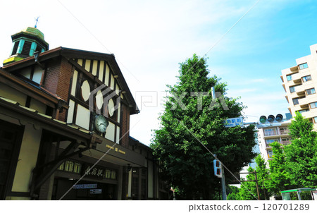 View of the old Harajuku Station building on the JR East Yamanote Line 120701289