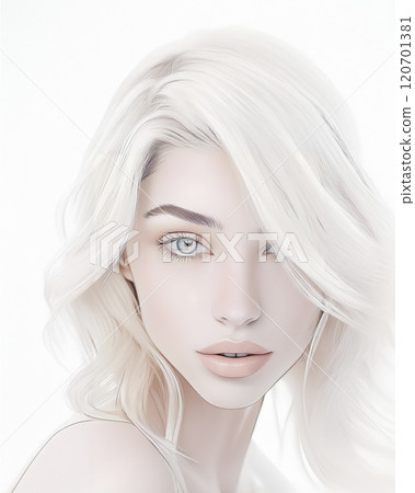 A close-up, portrait of a woman with distinctive and finely detailed features 120701381