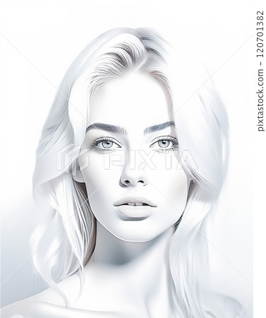 A close-up, portrait of a woman with distinctive and finely detailed features 120701382