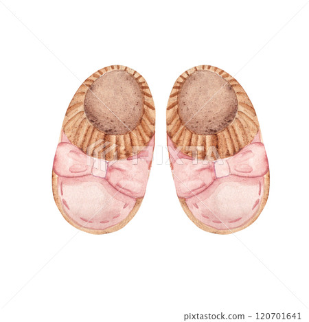 Baby Girl pink Booties. Hand drawn watercolor illustration of Shoes for Newborn isolated on a white background. Cute Infant clipart for invitations, Gender party, Baby shower, Greeting cards, Nursery Baby Girl pink Booties. Hand drawn watercolor illustration of Shoes for Newborn isolated on a white background. Cute Infant clipart for invitations, Gender party, Baby shower, Greeting cards, Nursery 120701641