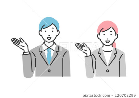 提出建議的男性和女性商界人士 120702299