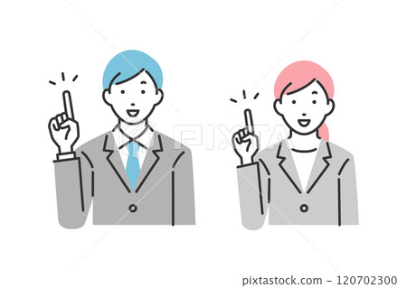 男性和女性商人給予解釋 120702300