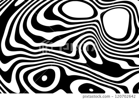 Black and white pattern. Black and white curved stripes, fluid wavy lines, artistic waves. Eps 10 120702642