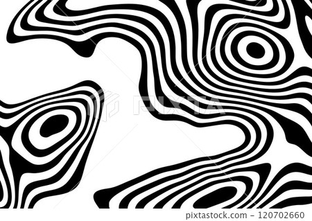 Black and white pattern. Black and white curved stripes, fluid wavy lines, artistic waves. Eps 10 120702660