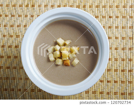 Close up of mushroom soup 120702734