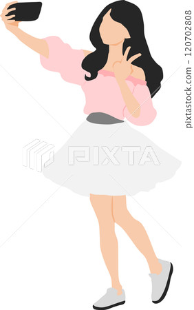 用智慧型手機自拍的插圖 120702808