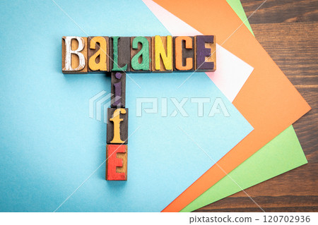 Life Balance. Words from the letters of the alphabet. Crossword with wooden cubes 120702936