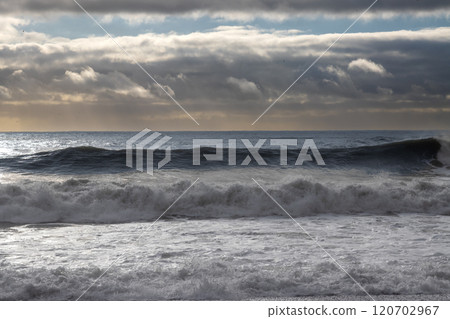 Seascape of Atlantic ocean, Vikurfjara, Vik, Iceland 120702967