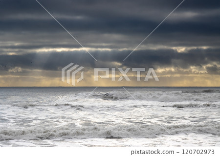 Seascape of Atlantic ocean, Vikurfjara, Vik, Iceland 120702973