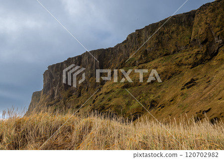 Coastal mountain in the autumn, Vik, Iceland Coastal mountain in the autumn, Vik, Iceland 120702982