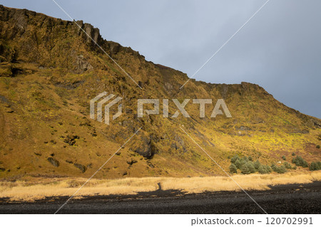 Coastal mountain in the autumn, Vik, Iceland 120702991
