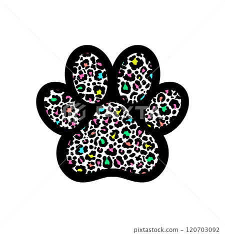 Paw print filled with leopard pattern. Paw print filled with leopard pattern. 120703092