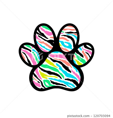 Paw print with colorful stripes. Paw print with colorful stripes. 120703094