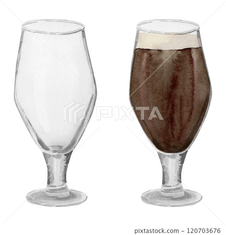 Hand-drawn glass for beer, glass with beer, beer festival, watercolor illustration. Watercolor international beer day. Hand-drawn glass for beer, glass with beer, beer festival, watercolor illustration. Watercolor international beer day. 120703676