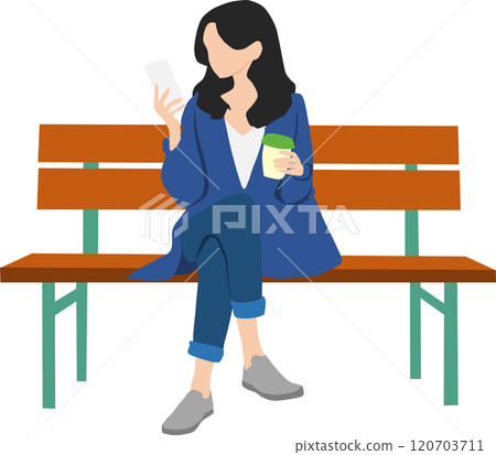 觸摸智能手機的女人的插圖 觸摸智能手機的女人的插圖 120703711