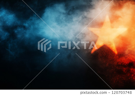 A vivid background featuring a glowing star in red and blue hues 120703748