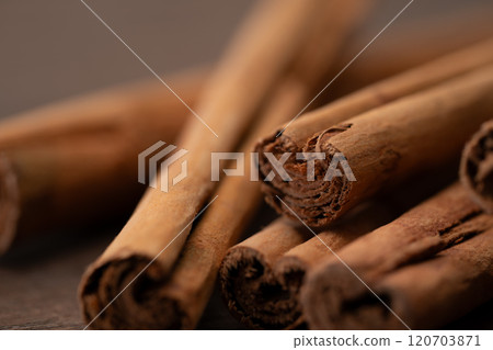 Close-up of the tip of a cinnamon stick 120703871