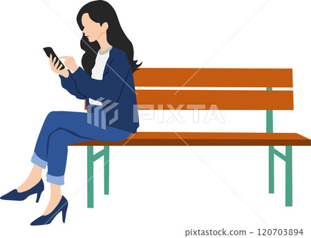 觸摸智能手機的女人的插圖 觸摸智能手機的女人的插圖 120703894