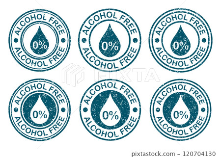 Alcohol free grunge stamp label icon symbol set. No alcohol icon logo sign. Non alcohol stamp. Vector illustration image. Isolated on white background. Alcohol free grunge stamp label icon symbol set. No alcohol icon logo sign. Non alcohol stamp. Vector illustration image. Isolated on white background. 120704130