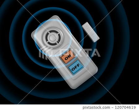 Crime prevention image (window security buzzer/window security alarm) with black background effect 120704619