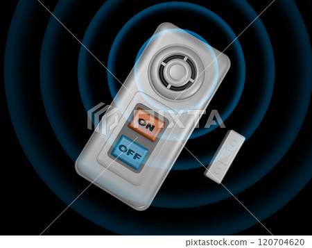 Crime prevention image (window security buzzer/window security alarm) with black background effect 120704620