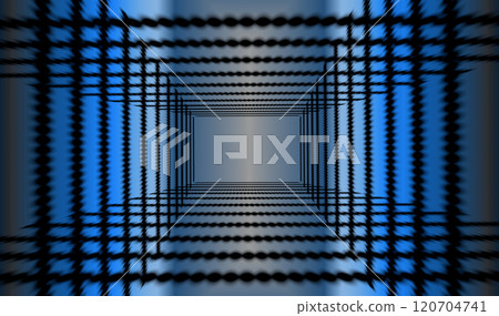 Limited space volume. Background image. Shrinking black frames create a zoom-in effect on a blue gradient background. 120704741
