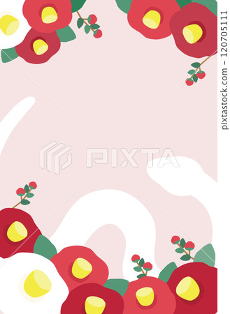 New Year's card for the year of the snake Camellia flower and snake silhouette New Year's card for the year of the snake Camellia flower and snake silhouette 120705111