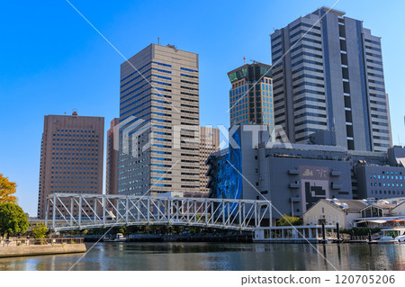 Tennozu Canal as seen from Tennozu Canal Waterfront Plaza in Shinagawa, Tokyo 120705206