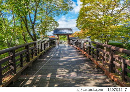 大阪府池田市、池田城跡公園木橋及大手門 120705247