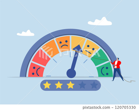 Customer feedback Performance rating,businessman pull the string to make rating gauge to be excellent opinion and review to evaluate result vector Customer feedback Performance rating,businessman pull the string to make rating gauge to be excellent opinion and review to evaluate result vector 120705330