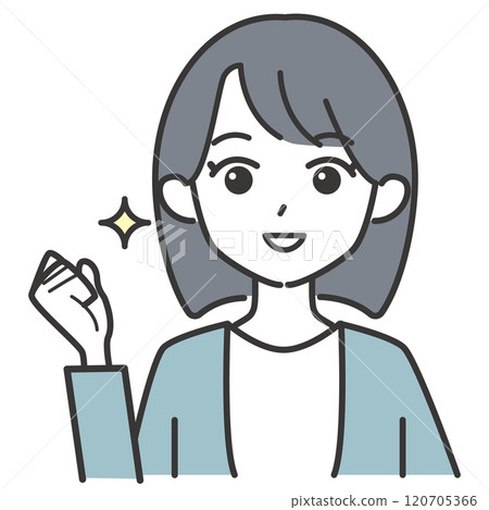 一個鮑伯發女人握拳的插圖 120705366