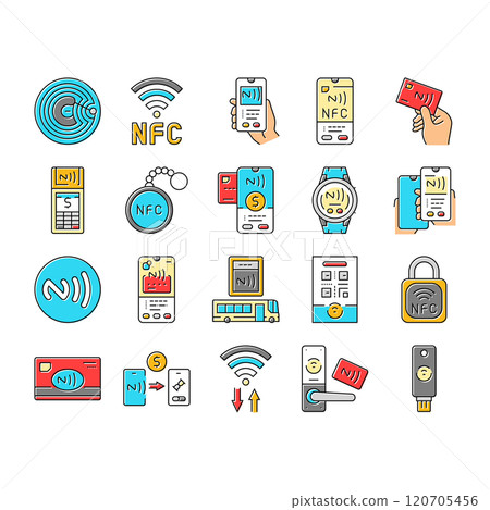 nfc technology contactless icons set vector 120705456