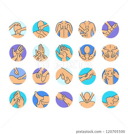 massage therapy relaxation icons set vector 120705500