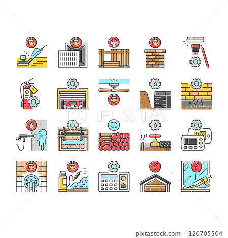 home maintenance cleaning icons set vector 120705504