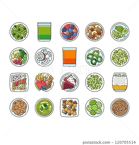raw foodism food organic icons set vector 120705514
