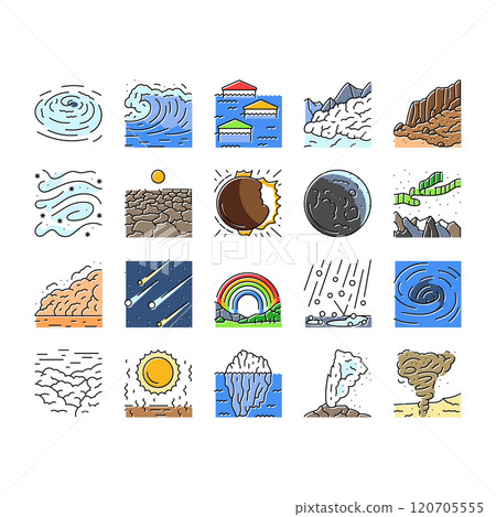 natural phenomena weather sun icons set vector 120705555