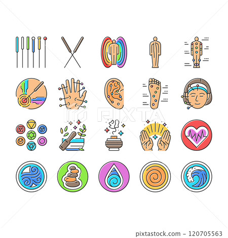 acupuncture massage therapy icons set vector 120705563